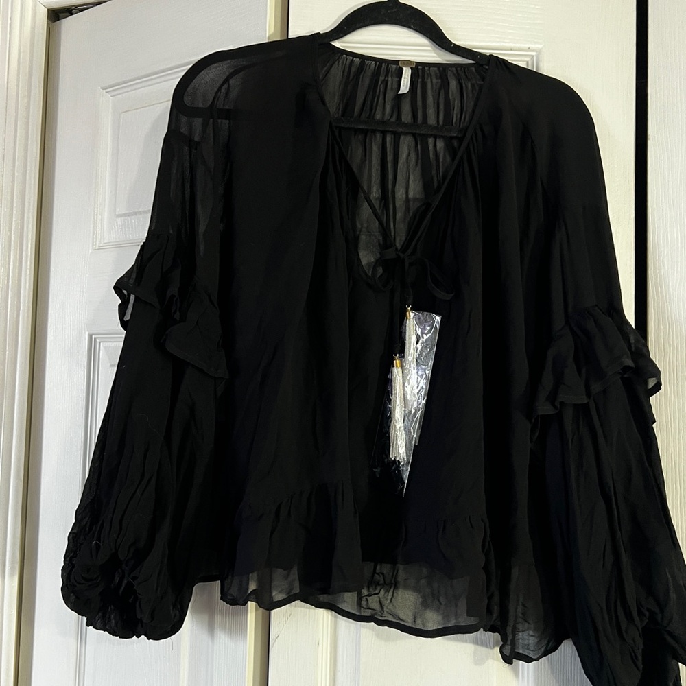 Young Fabulous & Broke Black Ruffled Blouse